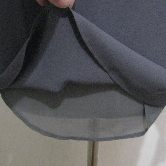 Ann Taylor Elegant Statement Sleeve Silky Blouse sz XS Gray Crepe Chiffon - Picture 6 of 8